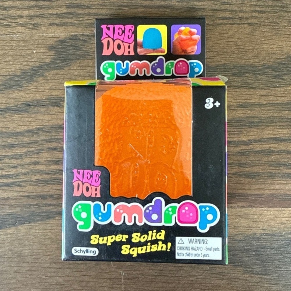 Authentic Schylling Nee Doh Super Solid Squish Needoh Gum Drop ORANGE NEW